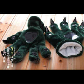 法兰绒卡通连体睡衣动物爪子恐龙手套史迪奇熊猫奶牛龙猫天马