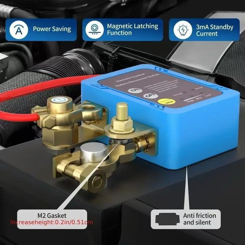 Universal 12V24V High-Current Car Battery Power-Off Switch, Anti-Drain Protection, Intelligent Remote Control Switch for Cars