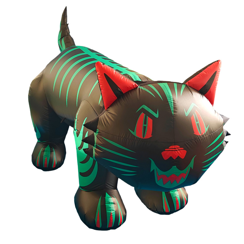 Exclusivos transfronterizos para el modelo inflable de Halloween con luz de luz, sacudiendo la cabeza, gato fantasma, decoración de Halloween, festival de fantasmas, inflable fantasma