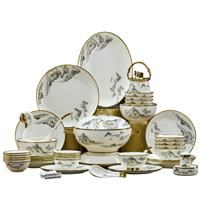 Set, high-end golden water, tableware, new collection