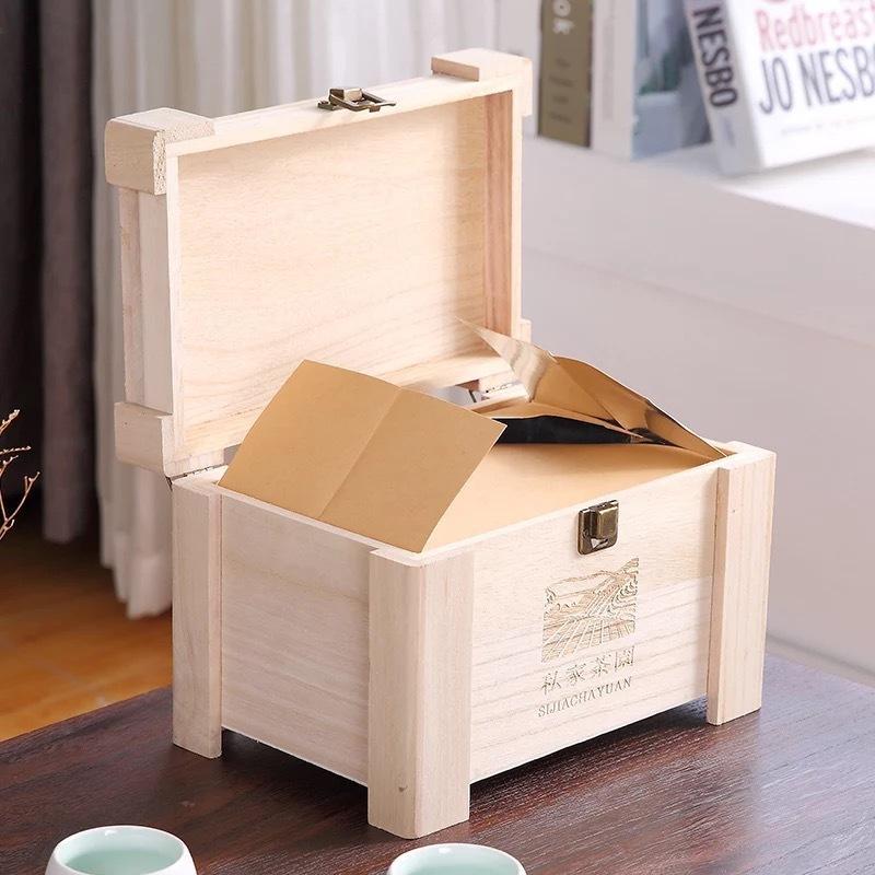 现货木质茶叶盒实木 私房茶散茶木箱 普洱茶盒茶包装礼盒可印LOGO