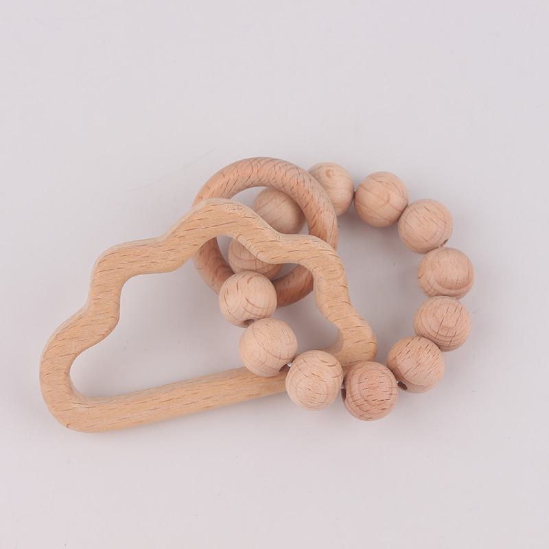 Europa y América niños pulsera de madera animal beech goma de madera perla recién nacido mordida le mordida molar pulsera