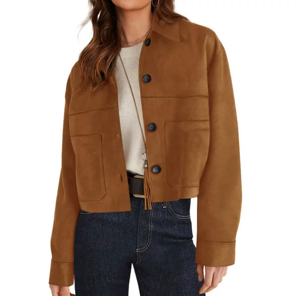 2025 European and American Cross-Border Autumn and Winter New Women's Jacket Amazon Imitation Suede Short Fashion Casual Jacket Export