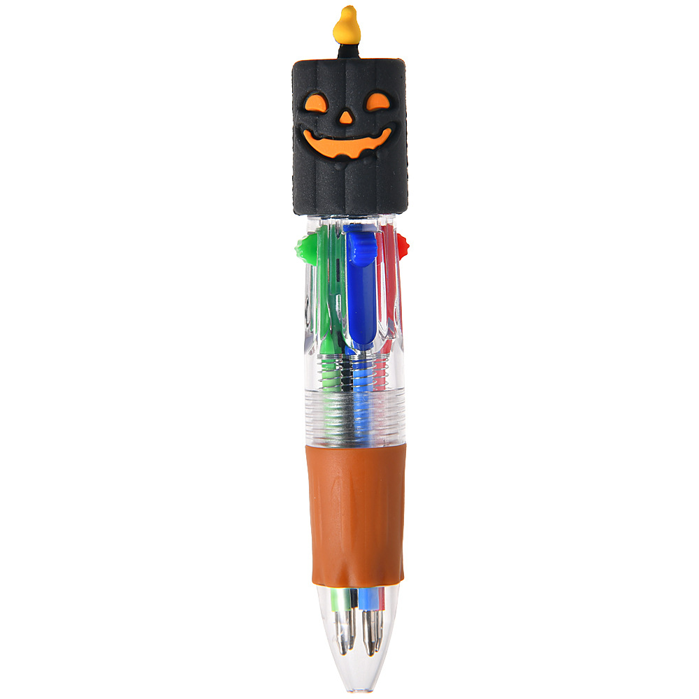 Serie de Halloween Bolígrafo de prensa de cuatro colores Mini bolígrafo lindo bolígrafo corto fácil de llevar Bolígrafo multicolor de la cuenta del estudiante