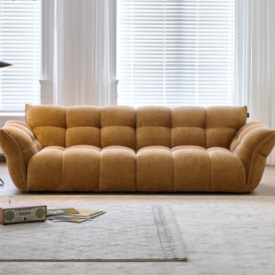 Chenille Lily Sofa French Retro Yellow Fabric Petal Sofa Living Room Straight Row Cream Style Small Apartment Sofa