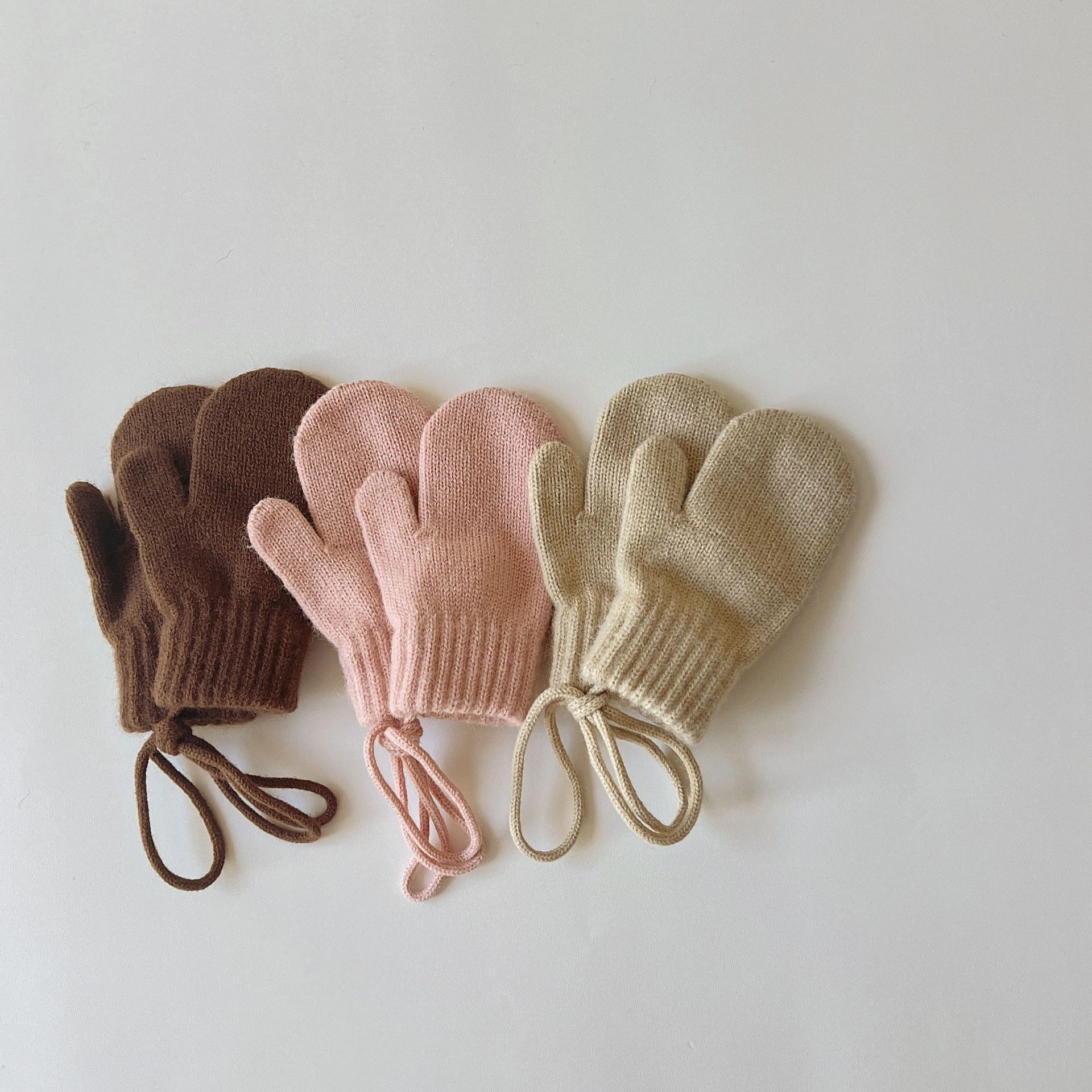 Kinder handschuhe Winter bonbonfarbenen Halfter Baby stricken warm zu halten_voghion.com