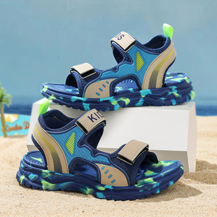 Boys' Sandals 2025 Summer New Breathable Fashion Versatile Velcro Popular Soft Sole Lightweight Children's Sandals Trendy