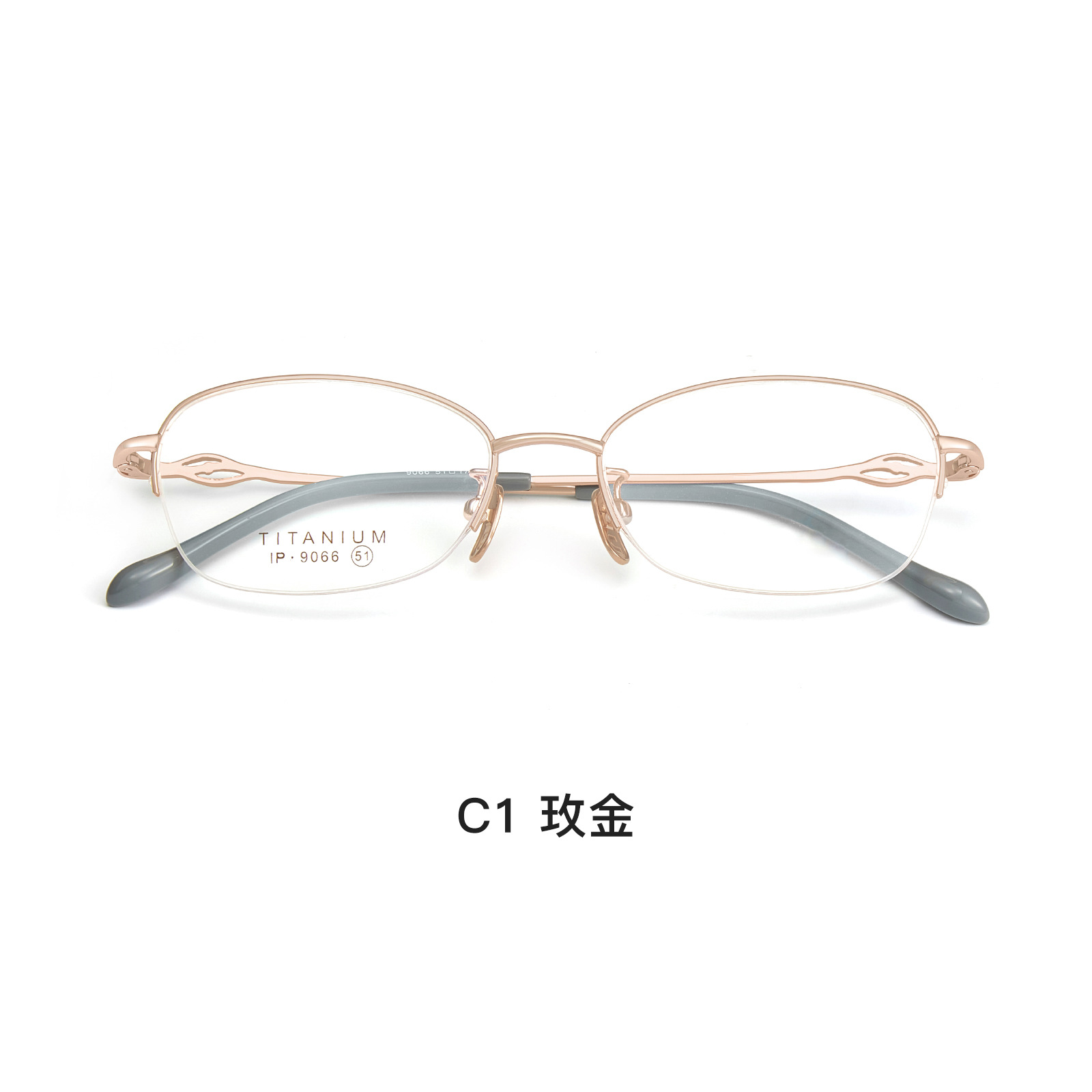 Alta calidad elegante de las mujeres de titanio puro medio marco gafas marco IP chapado temperamento encantador puede coincidir con miopía presbicia Danyang lote