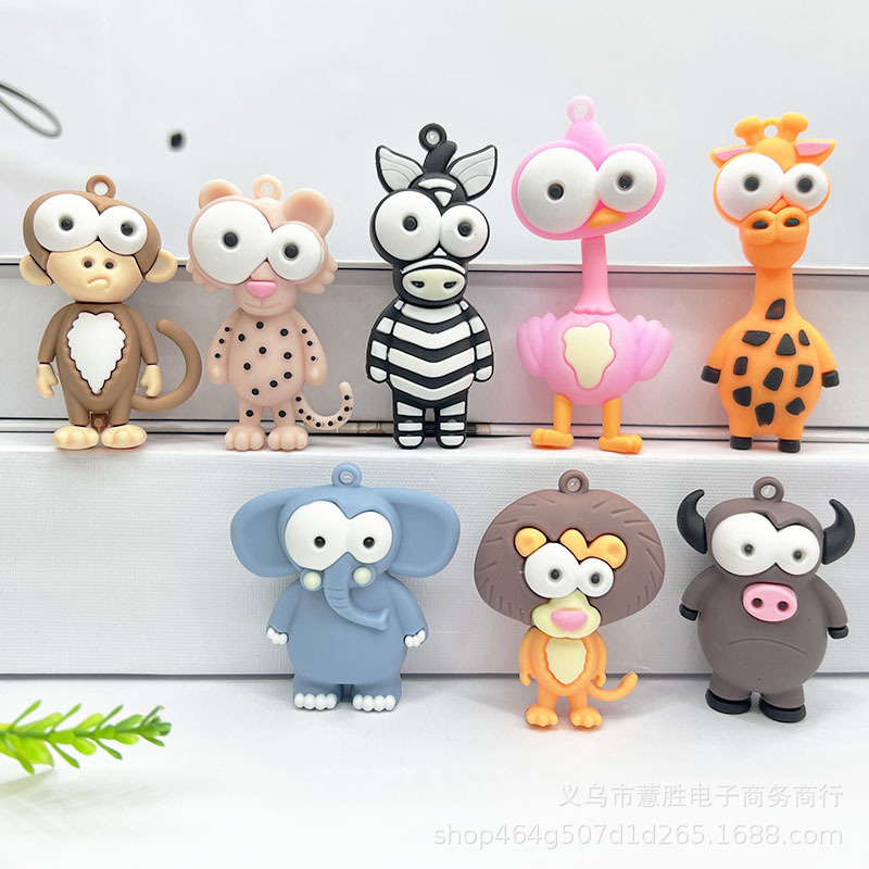 New Eye-Catching Animal Keychain Pendant Elephant Soft Rubber Doll Small Accessories Doll Machine Doll Small Pendant Blind Box