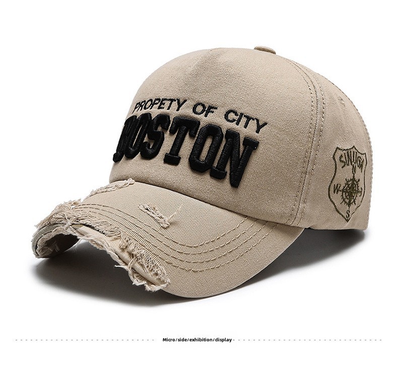 New Style Personalized Ripped Side Letter Cowboy Baseball Hat Soft Top Women's Spring and Summer Casual Cap Sunshade Hat_voghion.com