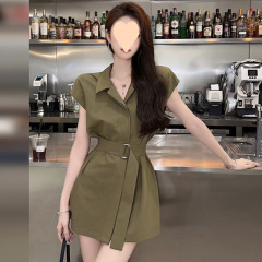 フレンチスタイルの小柄な女性向けの高級絶妙なシャツ、2025年夏の新しいフレンチスタイルの通勤お腹カバースーツ