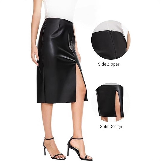 Cross-Border European and American Clothing Spring & Fall New Pu Leather Skirt Amazon Aliexpress Popular Retro High-Waisted Women's Skirt