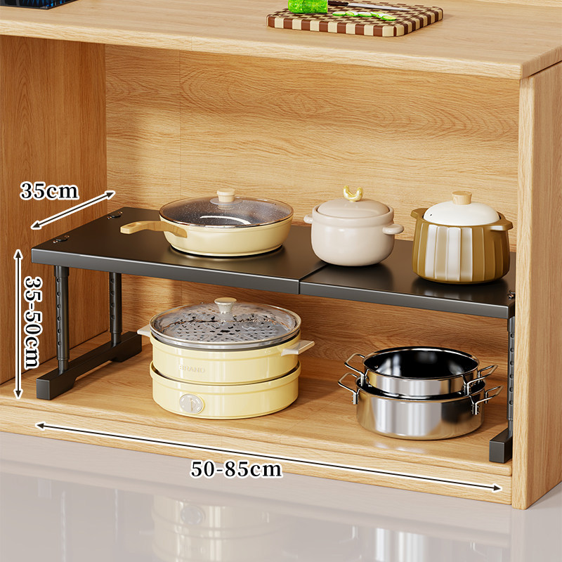 Estante Organizador para Microondas de Acero al Carbono Extensible Multicapa para Encimera de Cocina