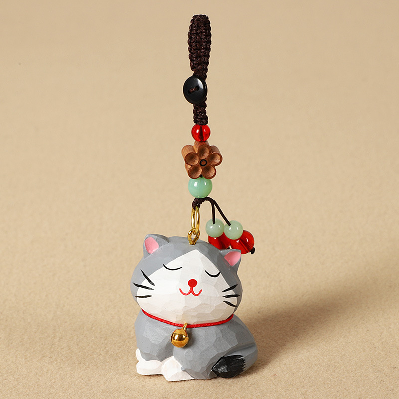 목각 대형 짧은 머리 고양이 복숭아 나무 매화 스타일