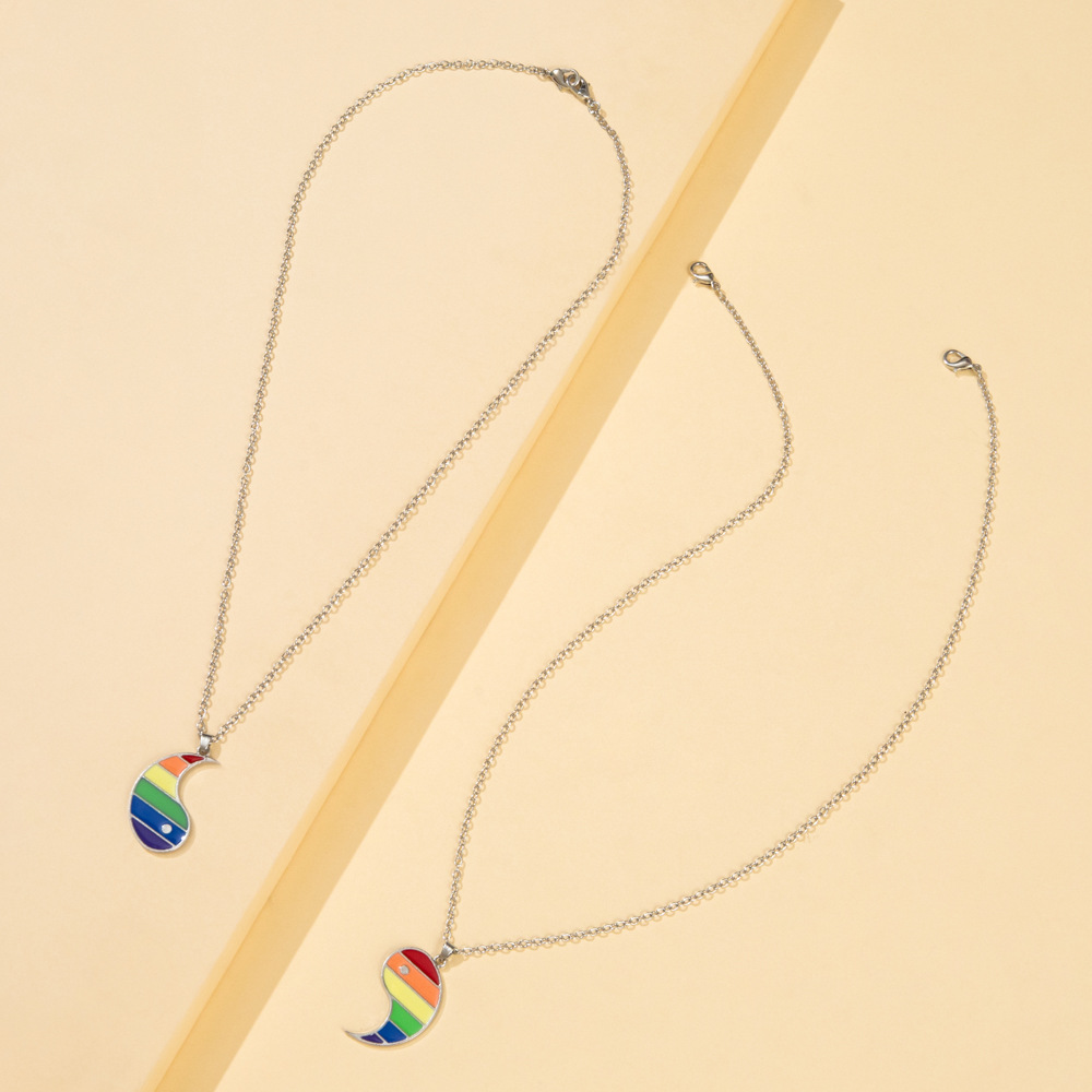 European and American fashion simple rainbow tai chi necklace set decoration
