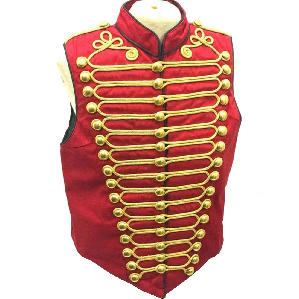 European and American Medieval Men's Retro Gothic Steampunk Vest Red Soldier Drummer Stage Jacket