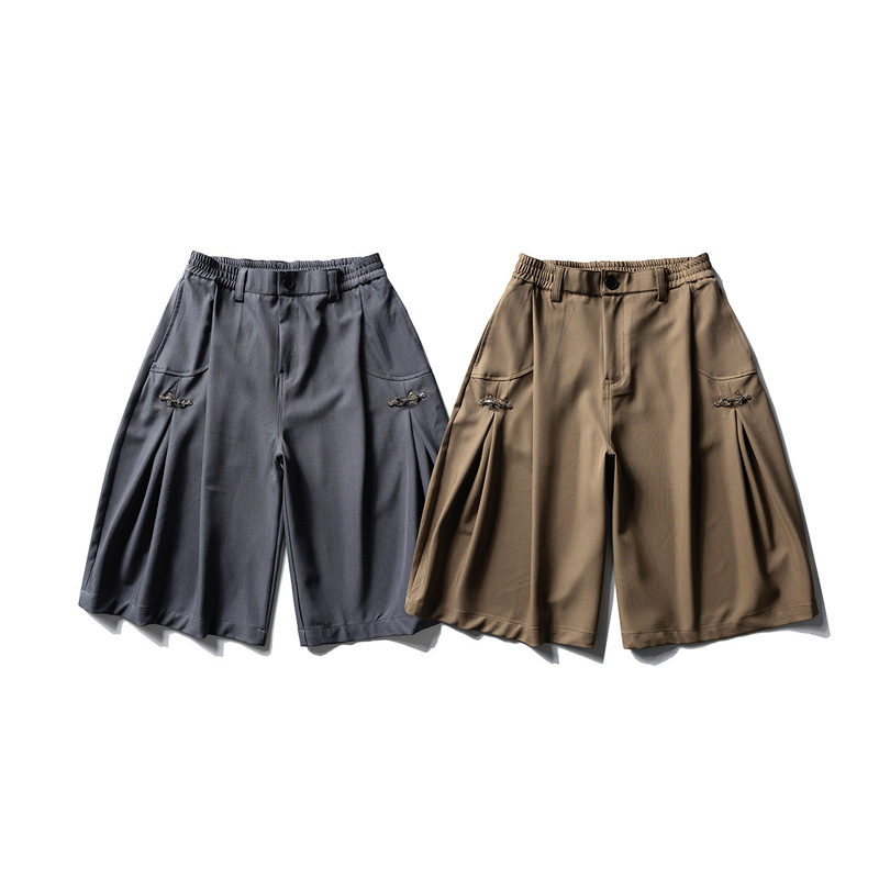 Guye Men's Clothing 2026 Summer New Style Airplane Buckle Seven-Quarter Pants Men's Trendy Loose Workwear Mid-Length Casual Shorts