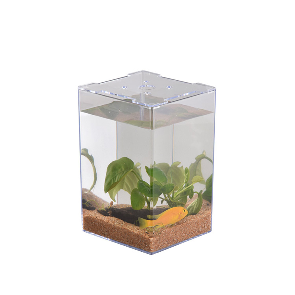 Tanque de peces de escritorio engrosado transparente Tailandia cubo tanque de peces acrílico plástico transparente Goldfish ecológico medusas tanque pequeño