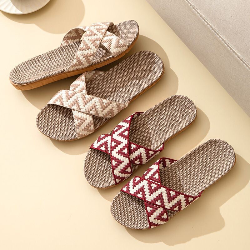 New linen slippers women's summer home indoor non-slip couple cotton and linen floor slippers soft bottom sandals wholesale