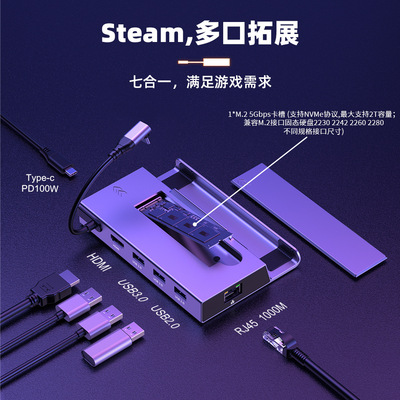 Оригинальный семерые -один удлинитель Dock HDMI подходит для алюминиевой сплавы Asus Rog Ally Ally