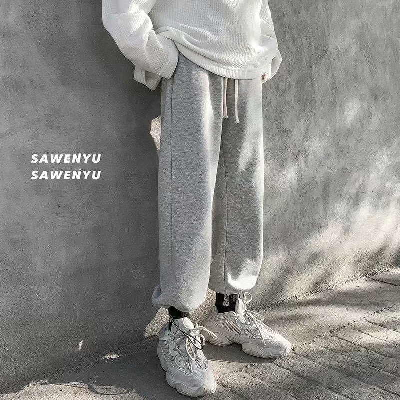 1 2024 Autumn Pants Men Korean Trendy Loose Large Size Jogger Hong Kong Style Brand Solid Color Casual Sports Sweatpants_voghion.com