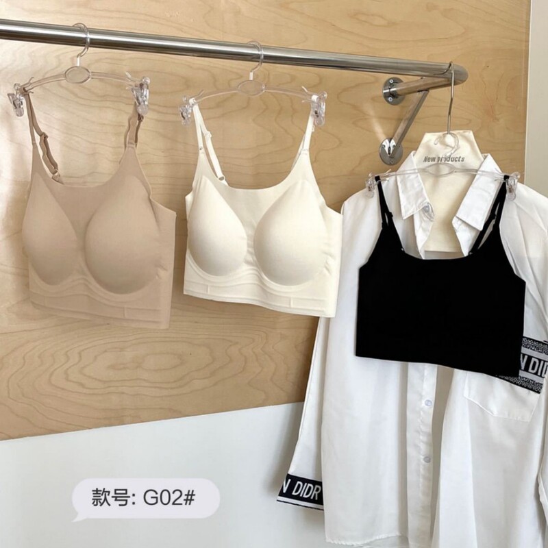 One-Piece Glossy Seamless Underwear Without Rims Fixed Cup Slimming Look Push-Up Comfortable Sports Bra Women's Thin Style