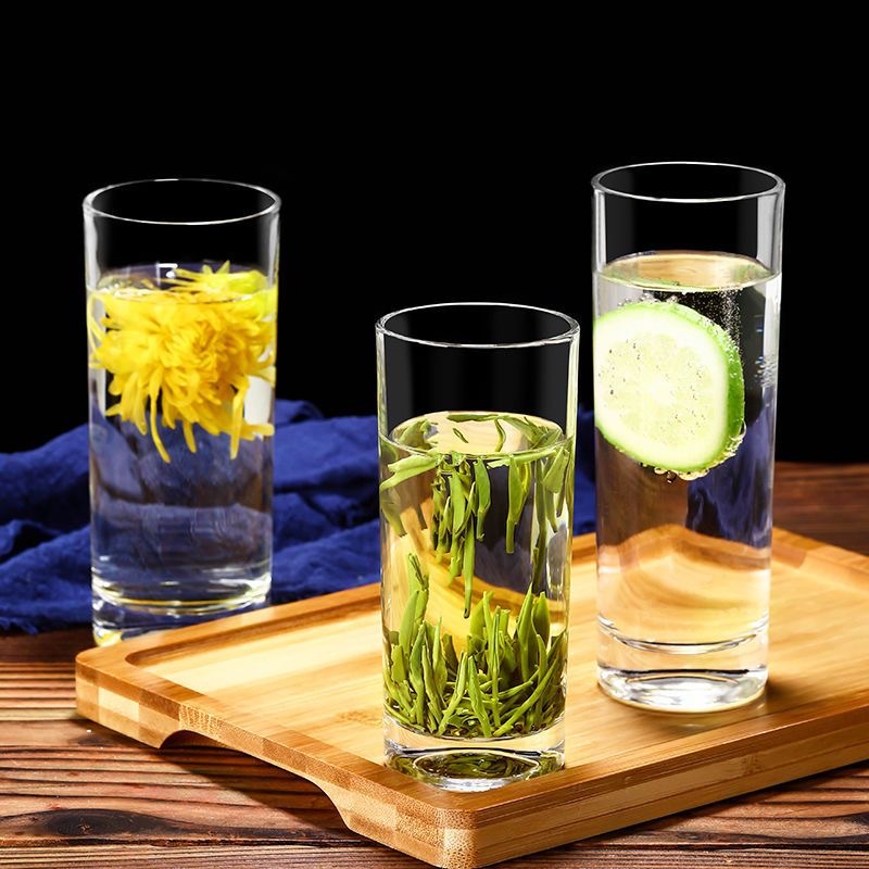 Household Water Cup, Milk Cup, Juice Cup, Thickened Simple Straight Transparent Cold Drink Cup, Irregular Cup, Sodium Calcium Glass