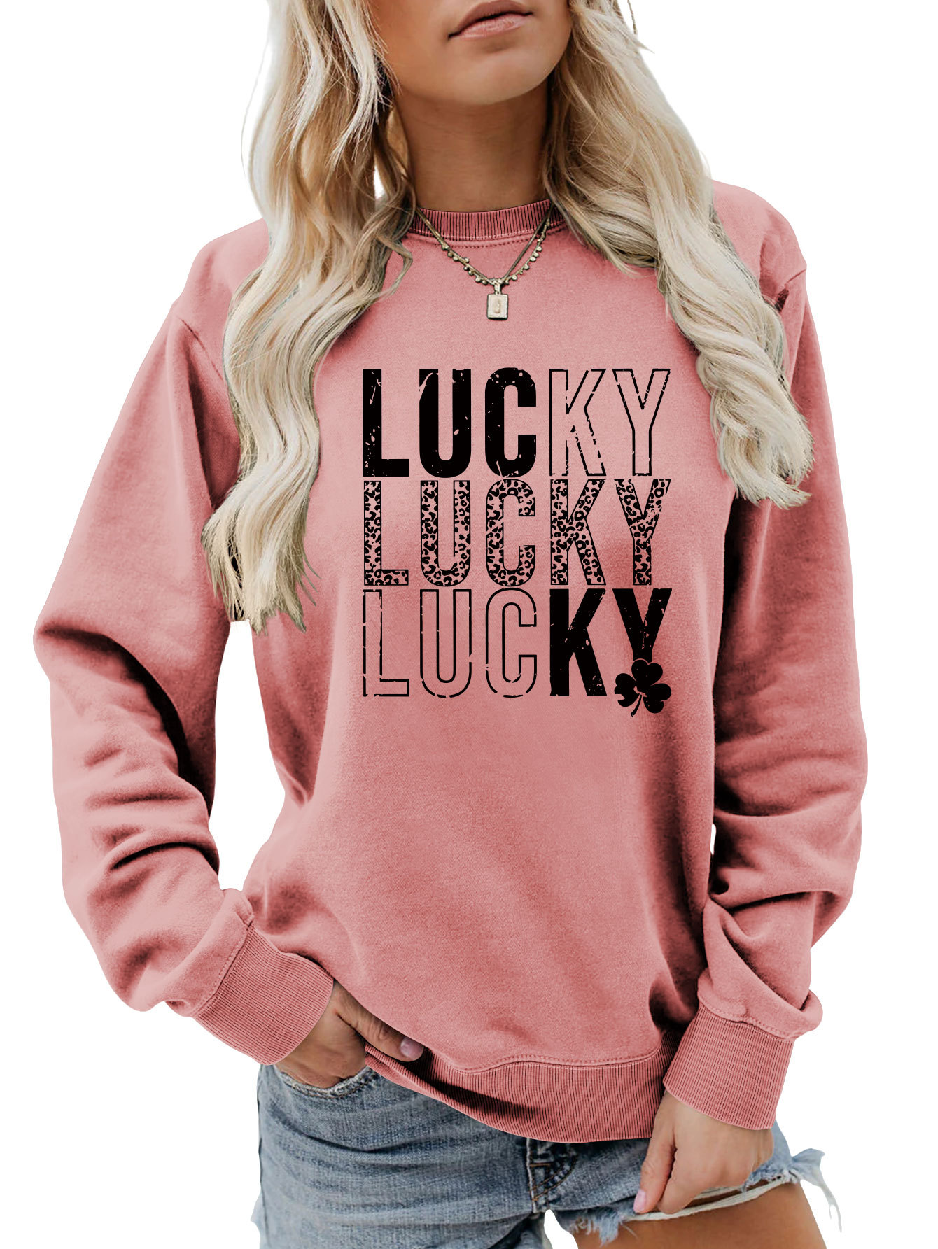 Women's Hoodies Long Sleeve Printing Streetwear Shamrock Letter display picture 18