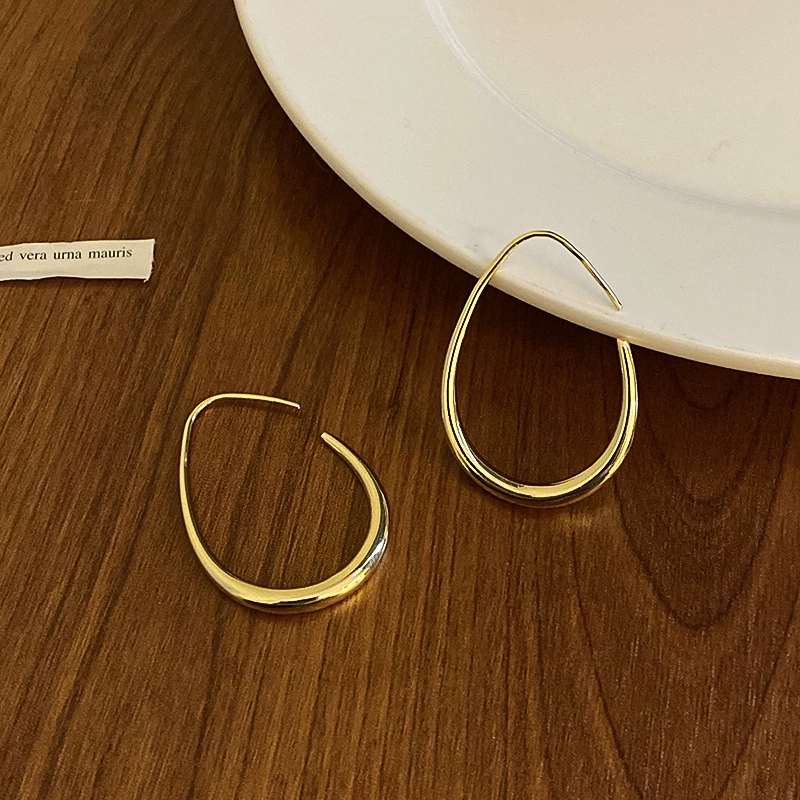 Metal silver needle, universal brand fashionable earrings, simple and elegant design, high-quality style