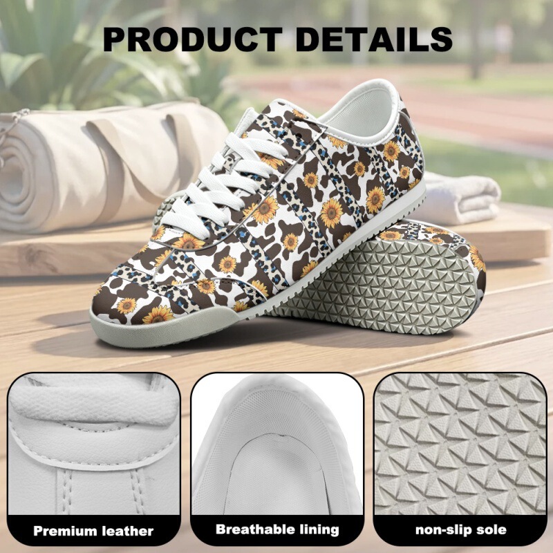 Foreign trade men's casual shoes, leopard print sunflower pattern sneakers, unisex large size women's shoes wholesale Foreign trade men's casual shoes, leopard print sunflower pattern sneakers, unisex large size women's shoes wholesale