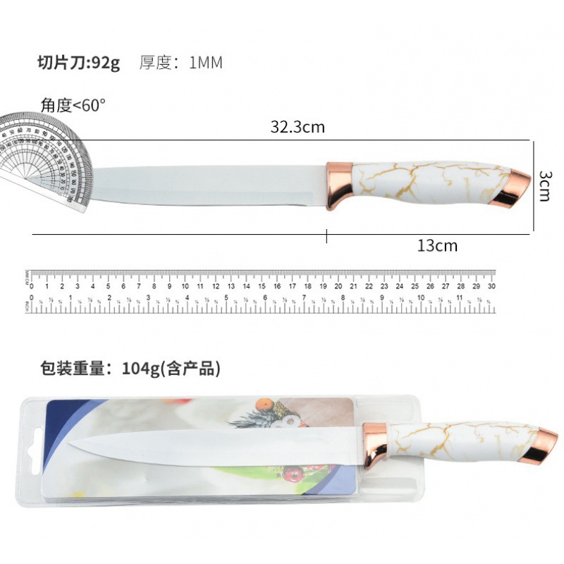 Ventas directas de oro rosa doble cabeza galvanizada mármol acero inoxidable pulverización de pintura cuchillo cuchillo de doble cara cuchillo único