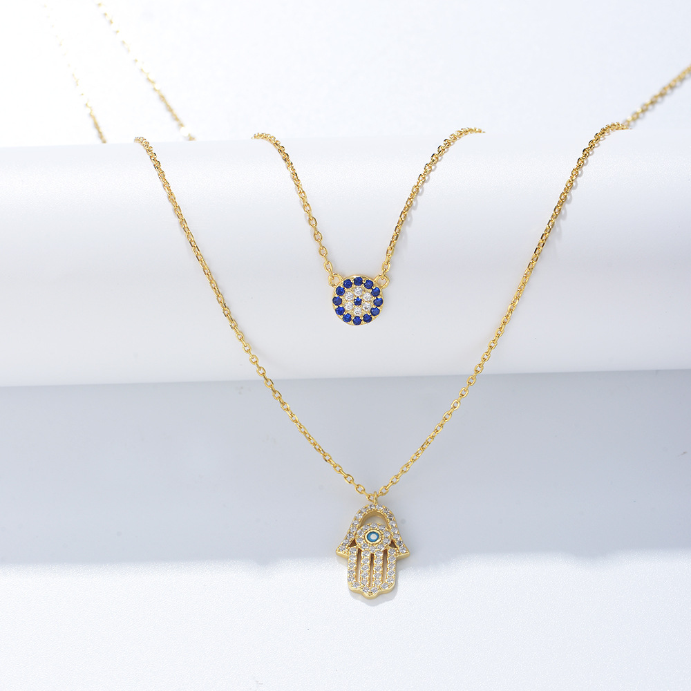 11g Weight 0.03µm Gold Plating Thickness Water Plating Gold Plating Process 14K Real Gold Plated, Rhodium Plated Plating Material 925 Sterling Silver Pendant Material Rhinestones Inlay Material Layered Necklaces Classification 925 sterling silver Chain Material cable chain Chain Type 1 Piece Quantity Daily Occasion 925 Sterling Silver Material Devil'S Eye Pattern Women'S Gender Simple Style Style Inlay Craft 925 Sterling Silver Rhinestones Cable Chain Inlay Devil'S Eye Layered Necklaces