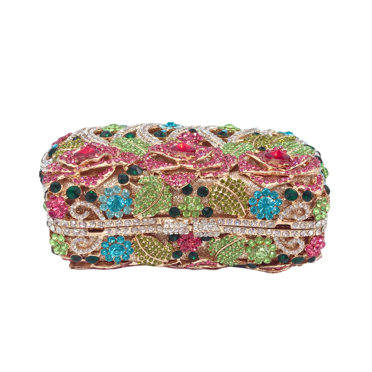 Cross-border nuevo hueco rosa con diamantes bolsas de cena de diamantes bolsas de moda de mano de mujer embrague de cristal