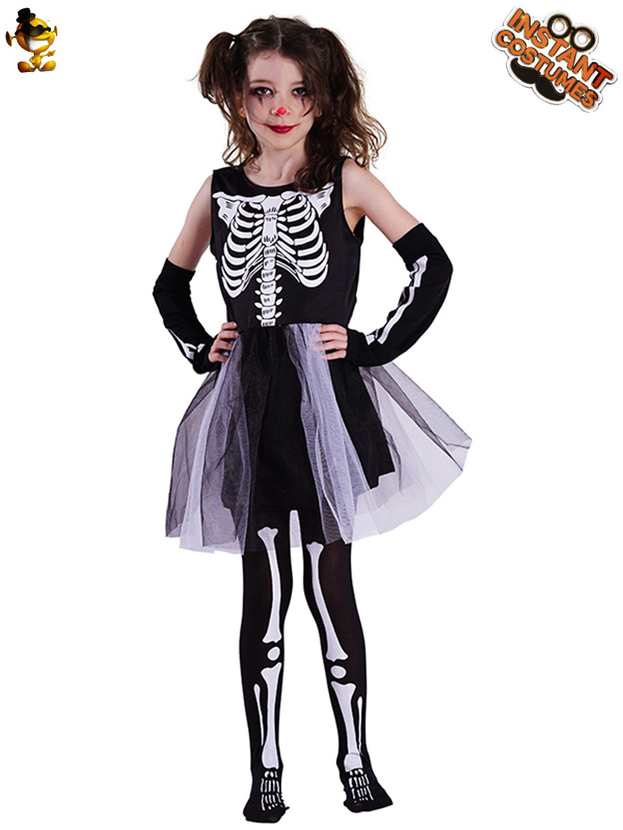 Halloween niña fantasma hueso cráneo vestido del Partido de la mascarada Cosplay traje rendimiento etapa image 3