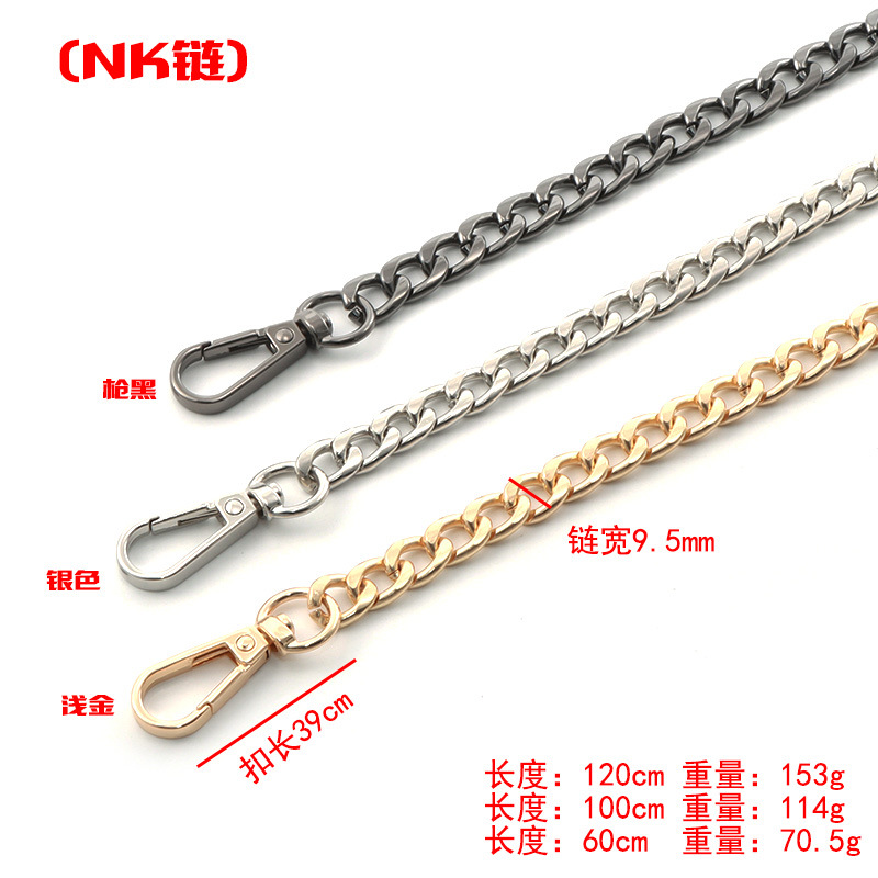 Cadena plana metálica de alta calidad para reemplazo de asas de bolso