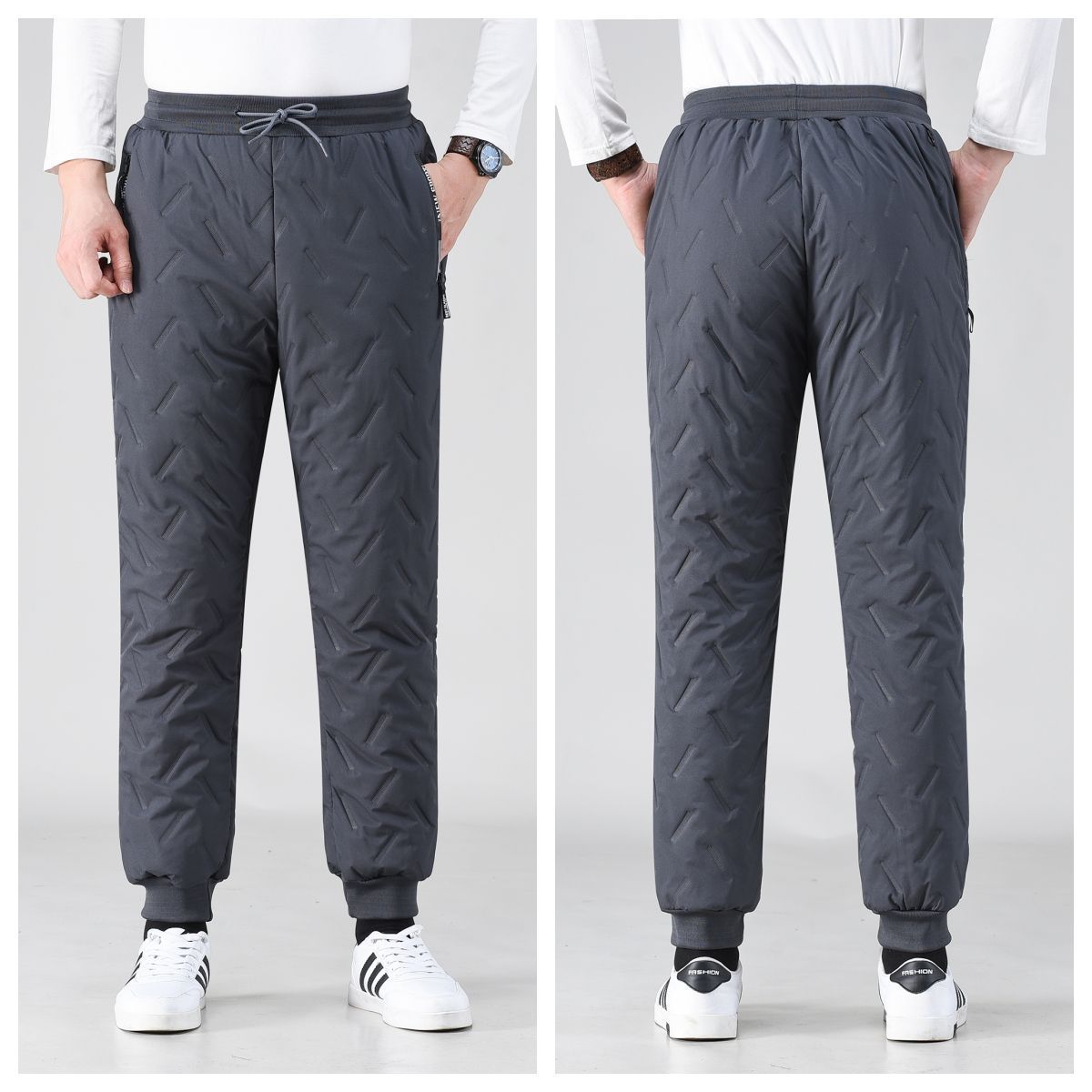 Pantalones de algodón cálido para hombres de lana de cordero pantalones casuales de talla grande pantalones casuales de lana gruesos rectos con forro polar resistentes al frío pantalones atados al tobillo ropa exterior