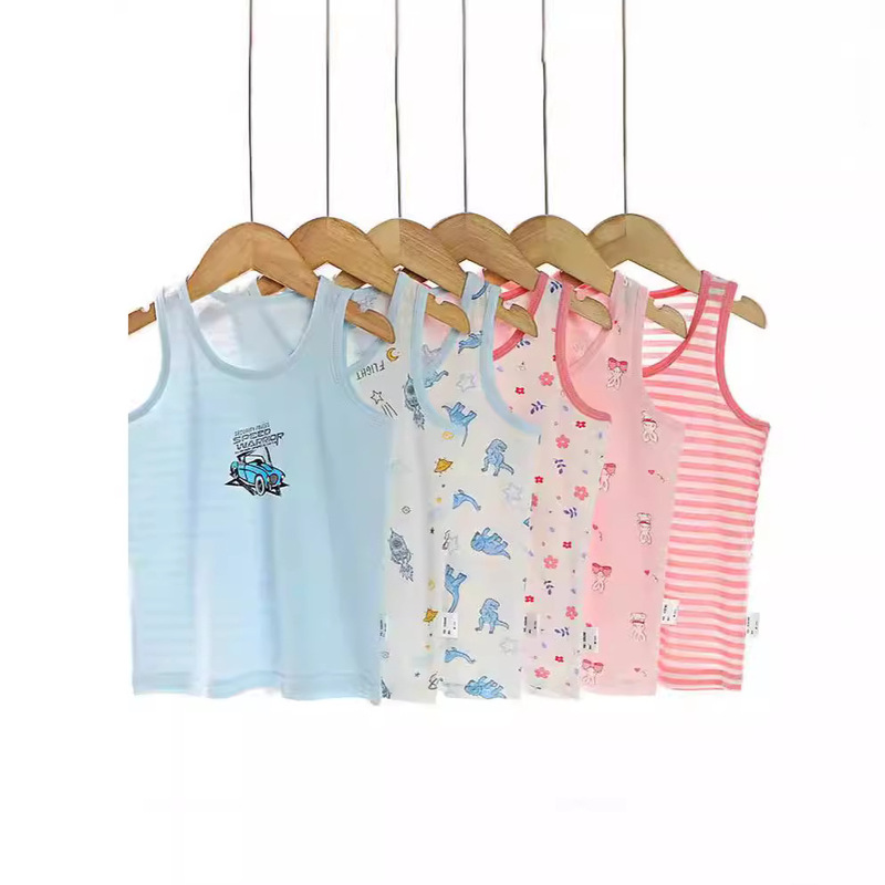 Cotton Children's Vest Girls' Bottoming Inner Wear Vest Boys' I-shaped Vest Can Wear in Four Seasons