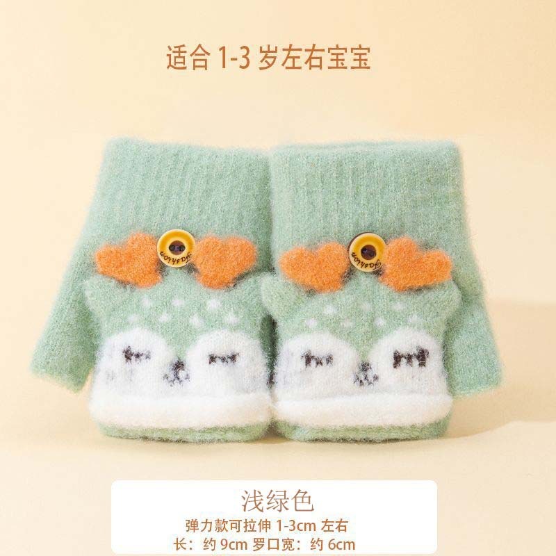 婴儿手套秋冬季保暖爬行玩耍男女幼儿童半截连指宝宝小手套0-3岁|undefined