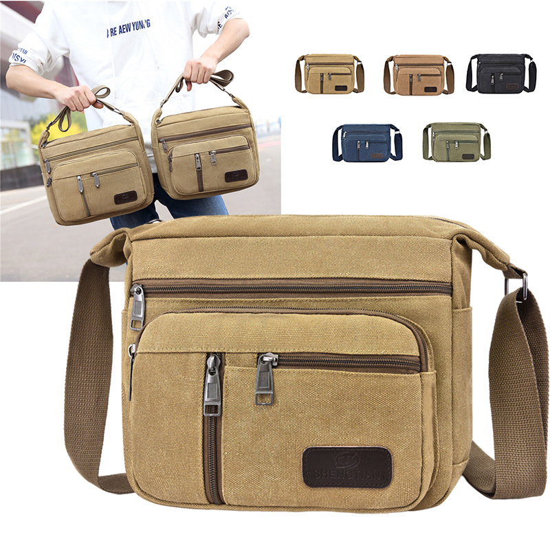 Moda de moda de los hombres de lona bolsa de hombro multi-compartimiento casual bolso de los hombres de gran capacidad bolsa de mensajero de los hombres