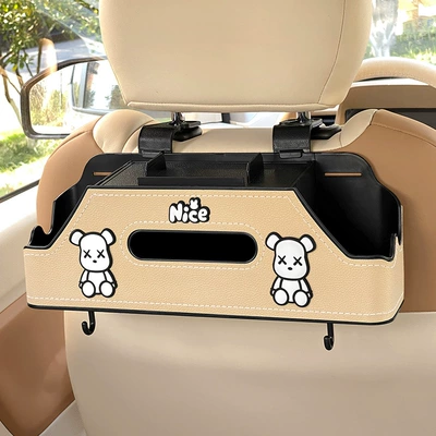 Car storage bag/box, Storage Box Car Seat Back - sitting-xx-bear-beige-chair-back-multifunctional-storage-box-upgraded-integrated-mobile-phone-holder