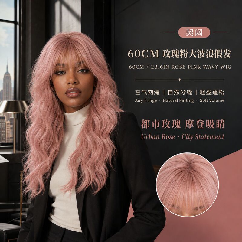 European and American style women's wigs, new matte silk wig, middle-parted long curly hair, rose net full head cover, in stock for wholesale European and American style women's wigs, new matte silk wig, middle-parted long curly hair, rose net full head cover, in stock for wholesale