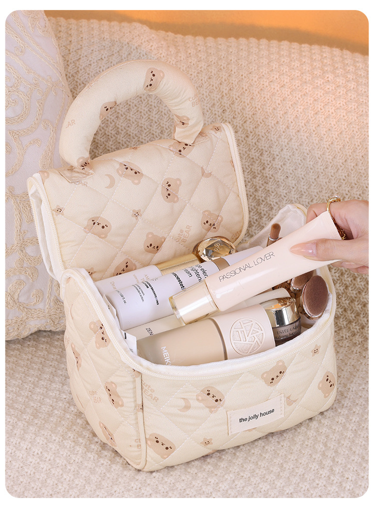 Polyester Material Solid Color Pattern All Seasons Season Elegant Streetwear Solid Color Polyester Sewing Thread Square Makeup Bags