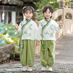 Children's Summer Hanfu Short-Sleeve Set for Kindergarten, Ancient Style Tangzhuang, Chinese Classics Performance Dress, Chinese Traditional Style for June 1st