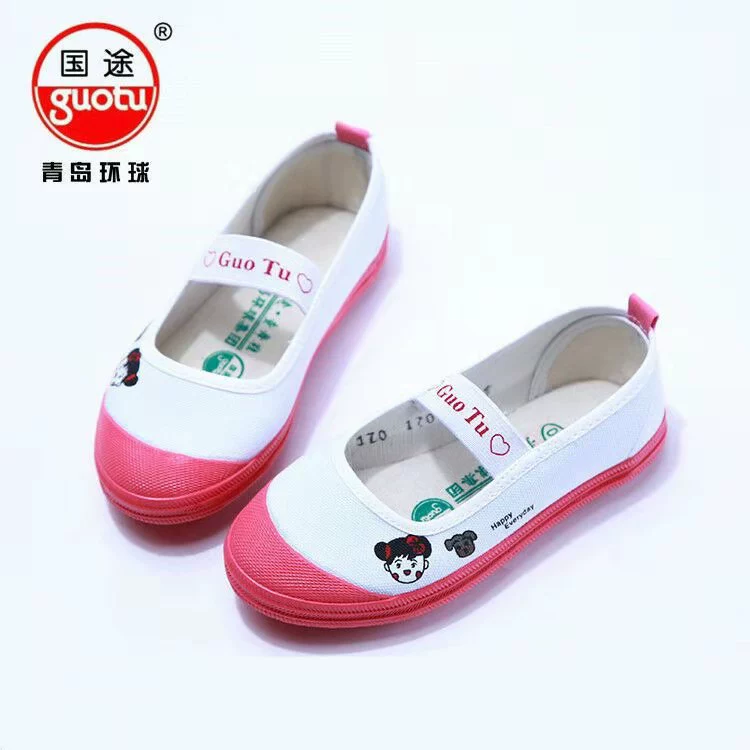 Циндао Универсальная детская обувь для танцевальной гимнастики для мальчиков и девочек Белые туфли с резинкой Белые кроссовки Спортивная обувь