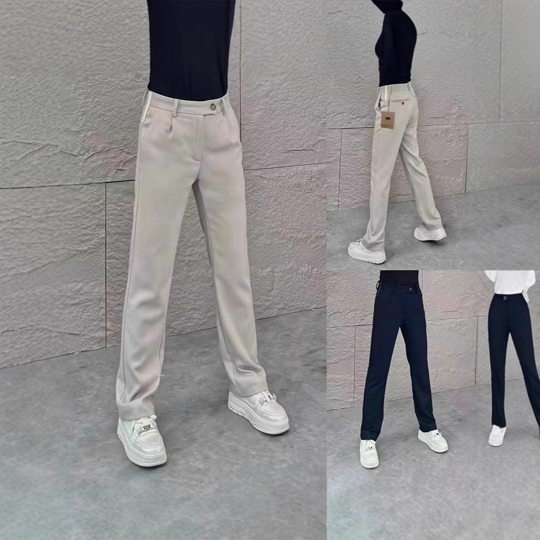 European-style luxury business casual trousers for men, new autumn style, simple and trendy solid color straight leg stretch suit trousers