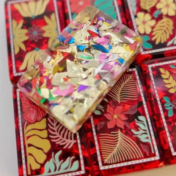(In stock) Direct sales from the manufacturer: American mahjong in vibrant red colors, travel edition with exquisite patterns