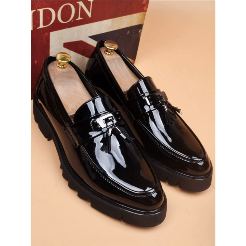 Осенние и зимние бизнес-костюмы офисные туфли на толстой подошве мужские яркие кожаные туфли