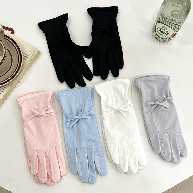 Pantalla táctil guantes de protección solar verano nuevo guantes de hielo anti-UV de cinco dedos para mujeres coreanas comercio exterior japonés al por mayor