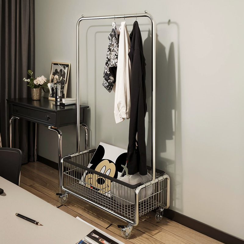 Clothes hanger floor bedroom clothes hanger mobile light luxury advanced corner coat rack overnight storage clothes rack