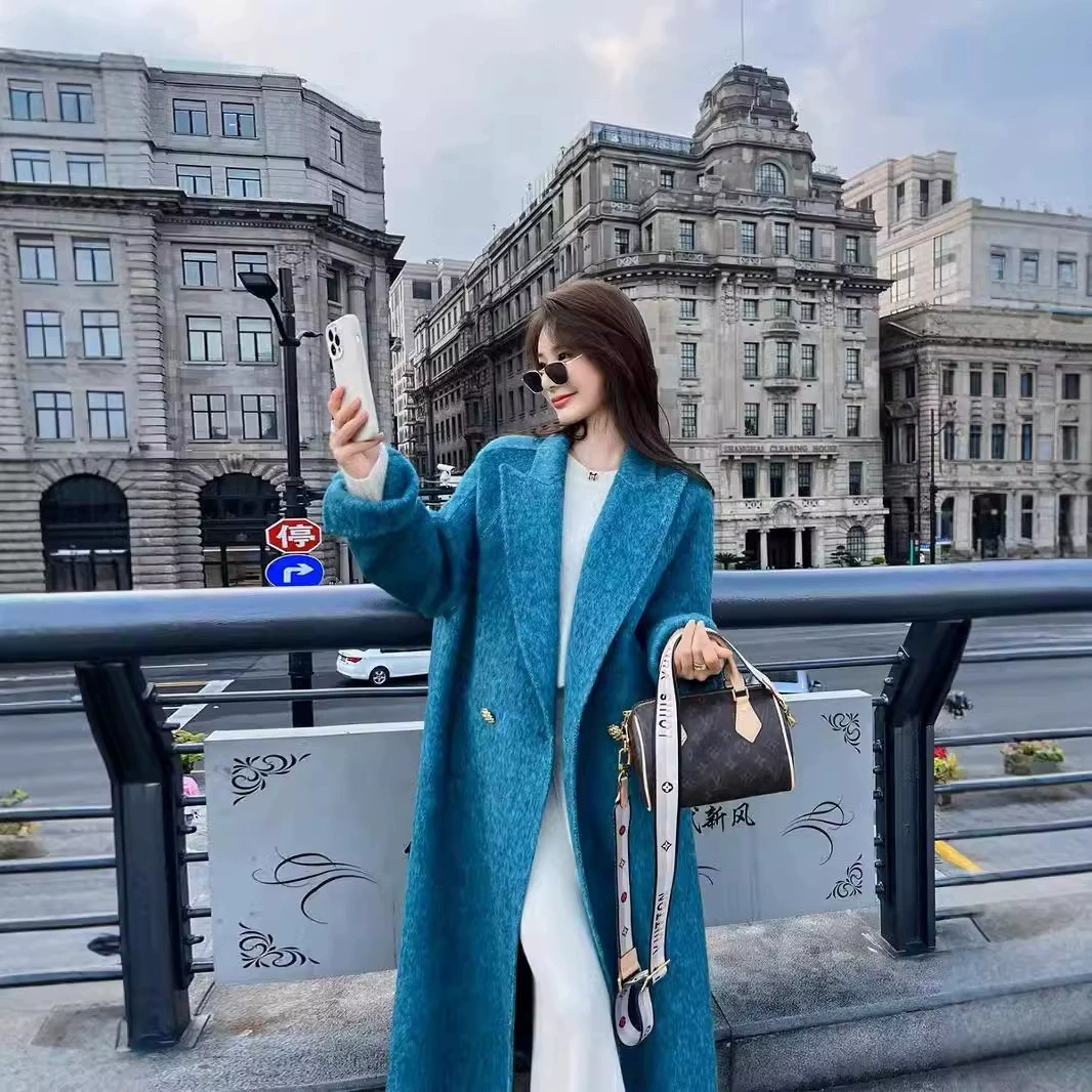 Double-sided woolen warm cashmere, woolen coat, loose fit